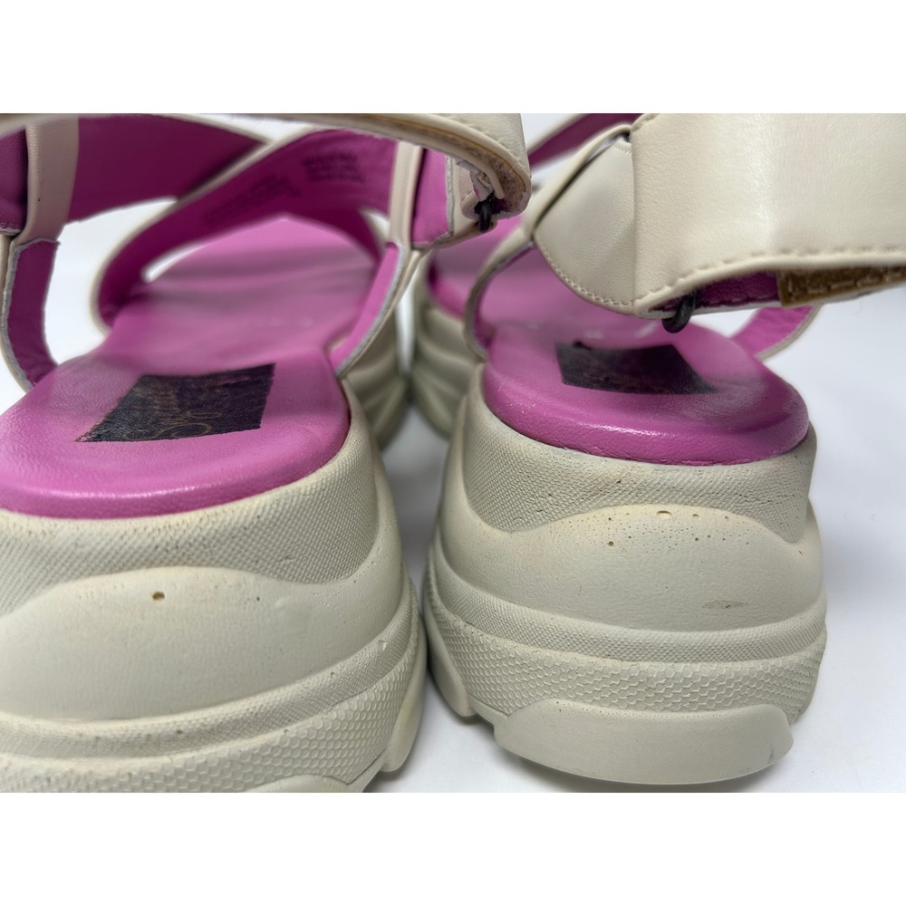 Seychelles Women Cream Pink Platform Sandals Chunky Strappy Sporty Hook Loop 10 - Picture 8 of 10